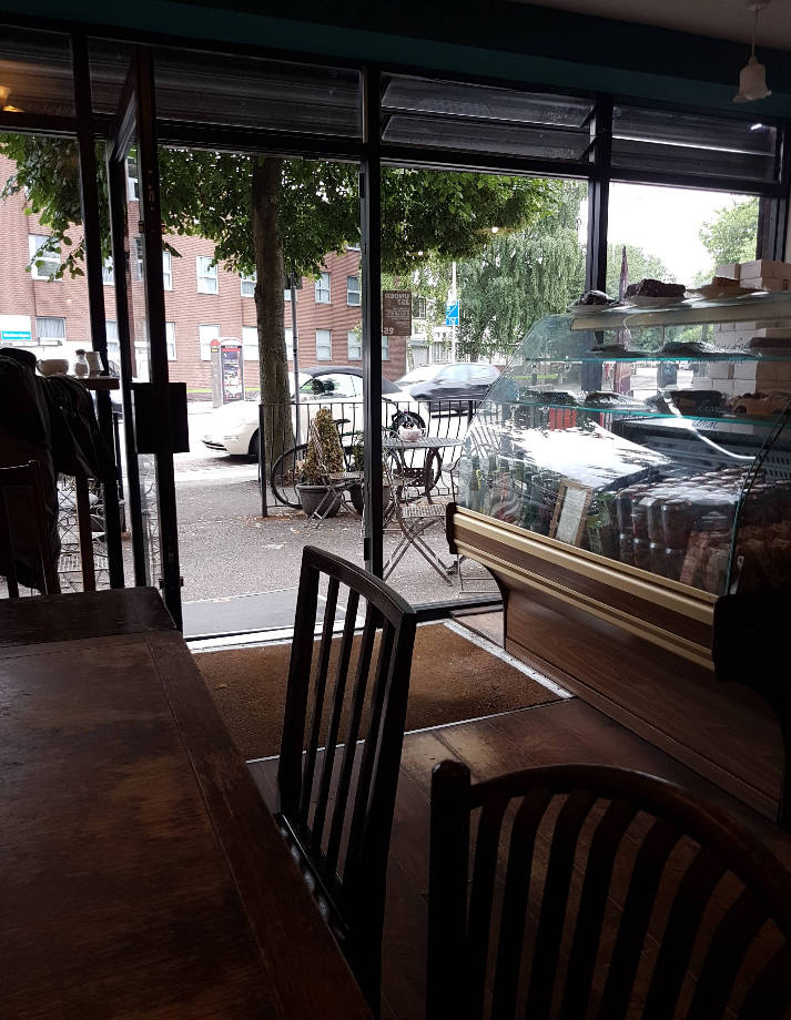 View from inside Tea Hive onto Manchester Road