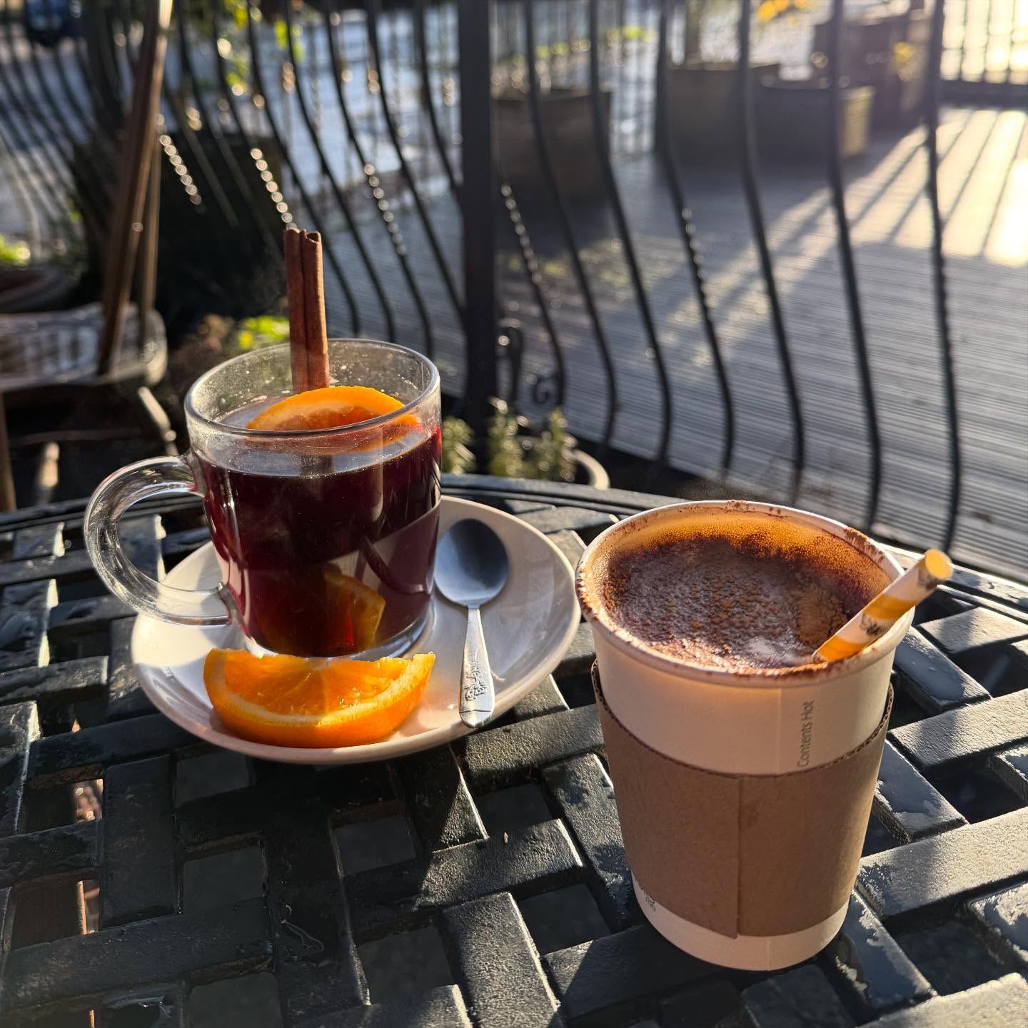 Mulled wine and hot chocolate on the terrace